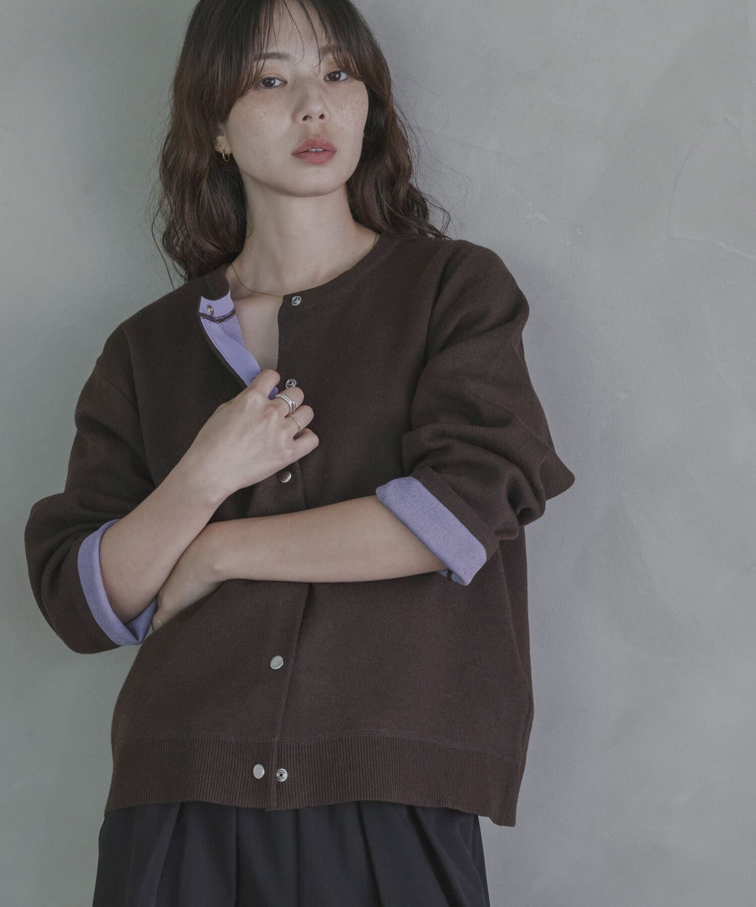 Sonny Label 「ダブルフェイスバイカラーカーディガン」|カーディガン|