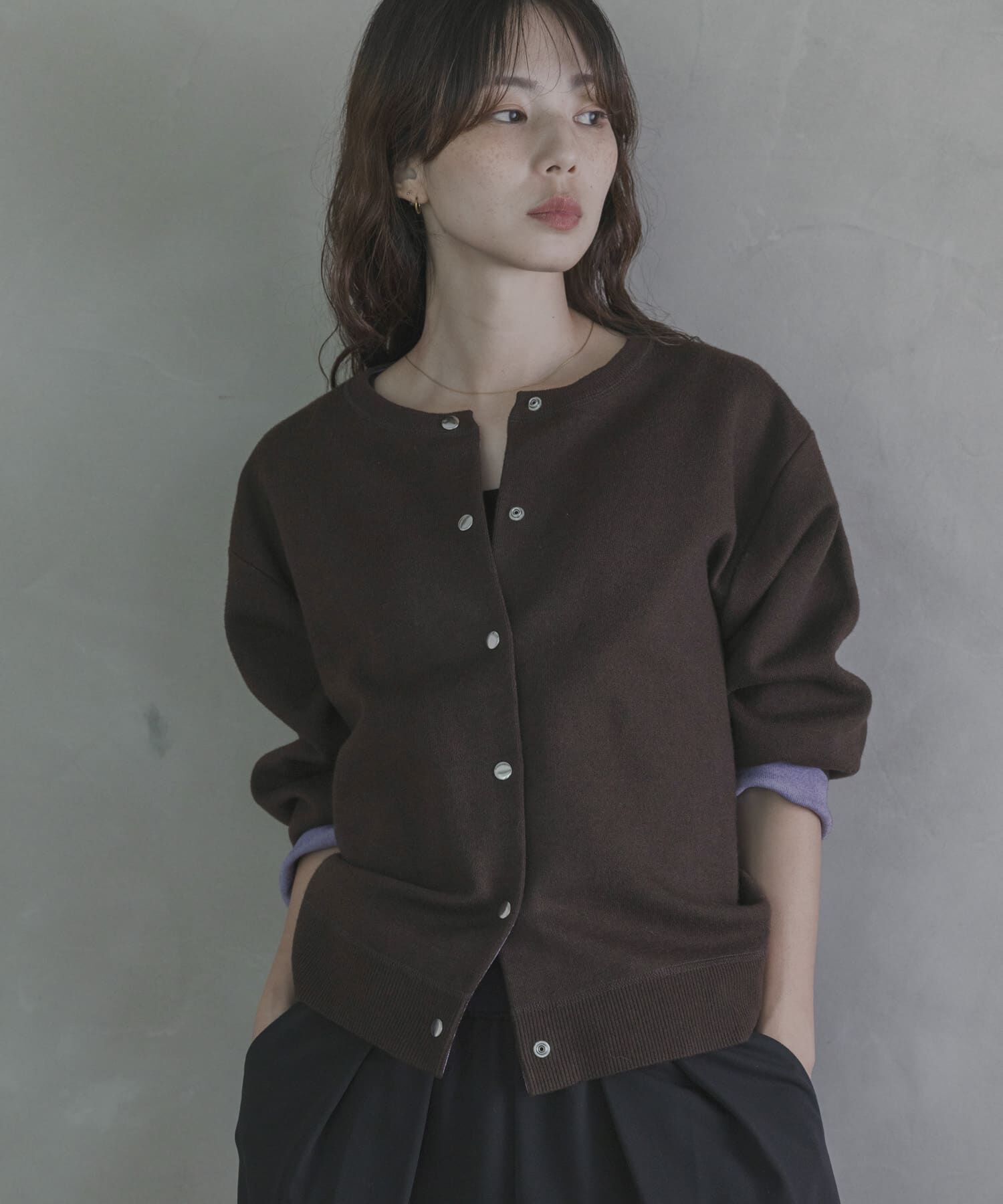 Sonny Label 「ダブルフェイスバイカラーカーディガン」|カーディガン|