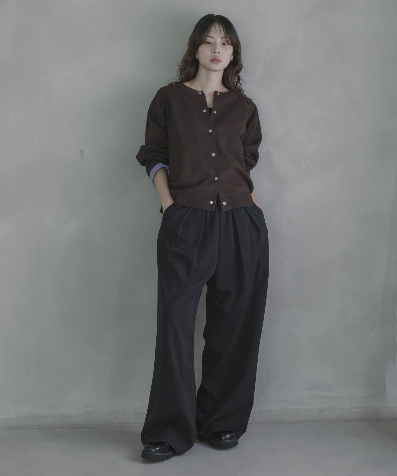 Sonny Label 「ダブルフェイスバイカラーカーディガン」|カーディガン|