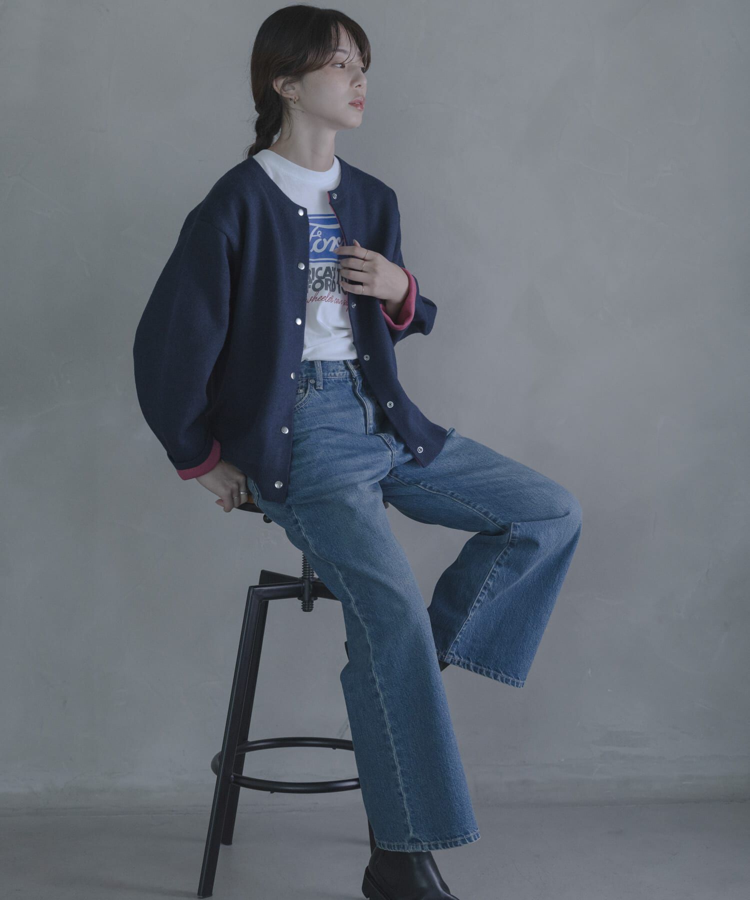 Sonny Label 「ダブルフェイスバイカラーカーディガン」|カーディガン|