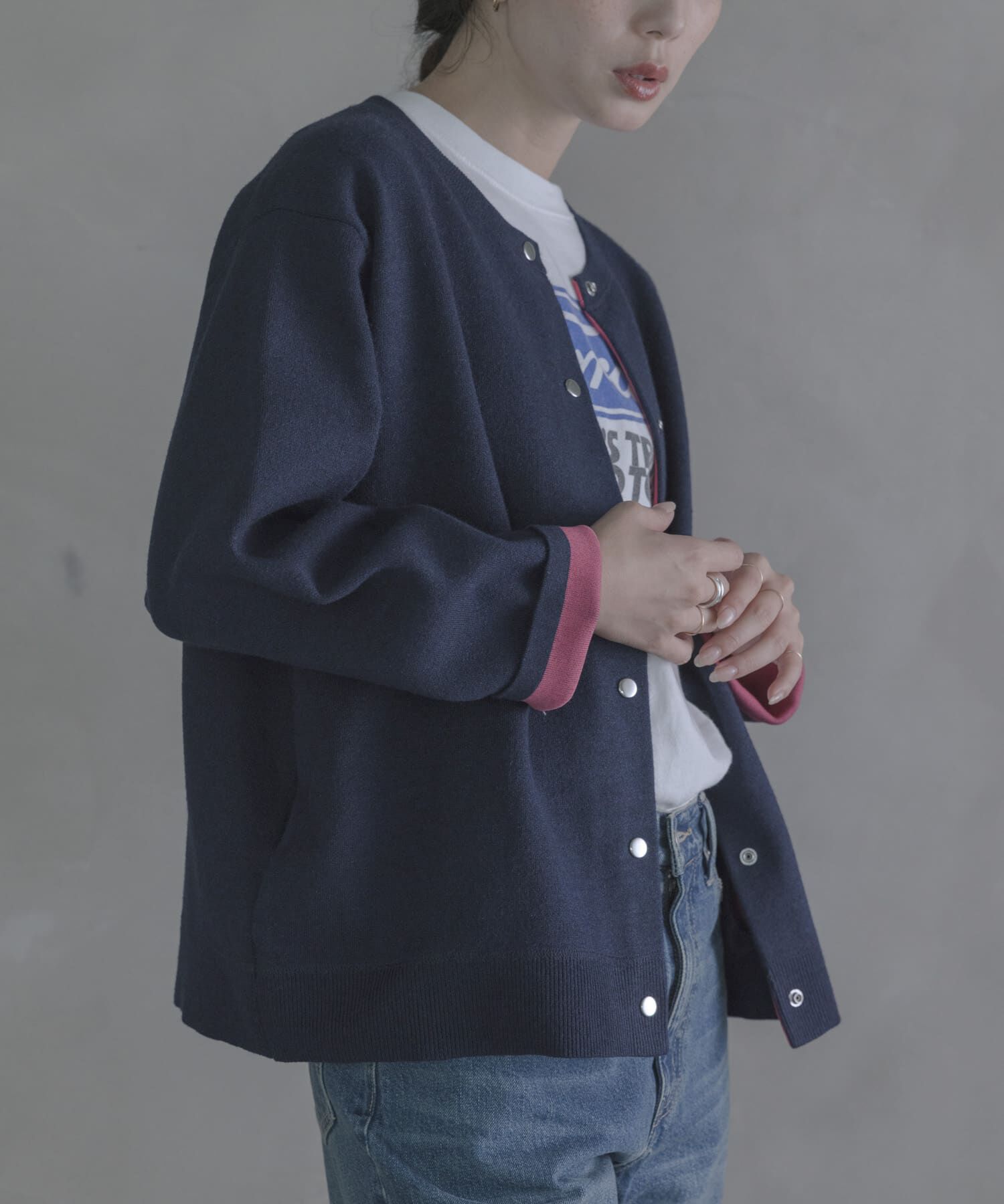 Sonny Label 「ダブルフェイスバイカラーカーディガン」|カーディガン|