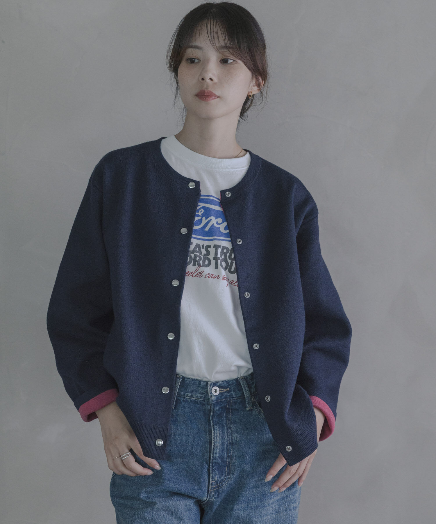 Sonny Label 「ダブルフェイスバイカラーカーディガン」|カーディガン|