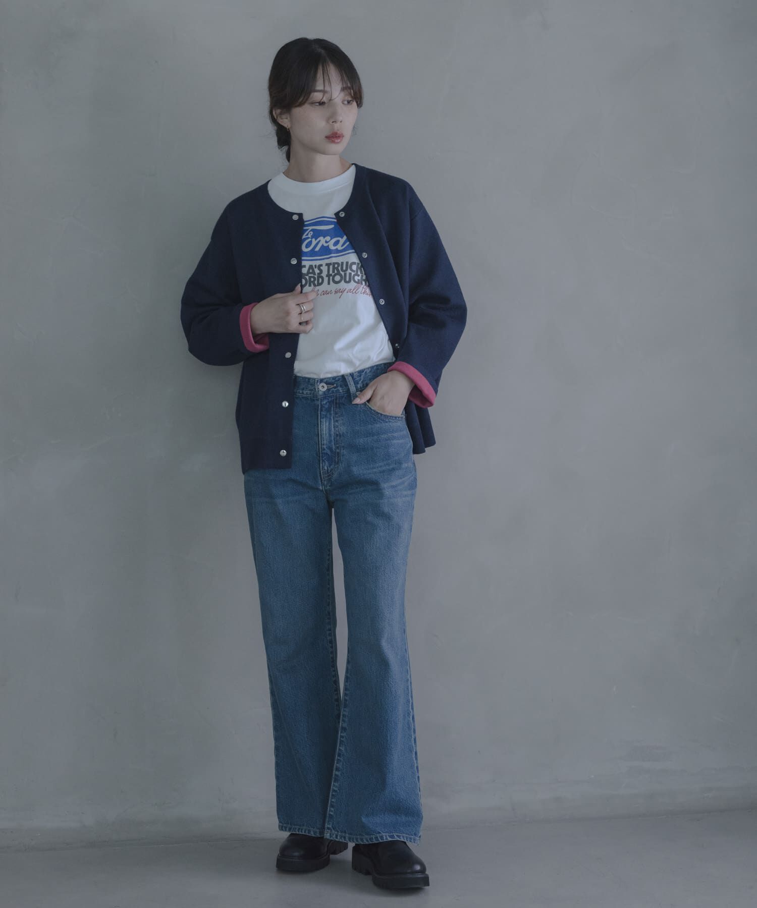 Sonny Label 「ダブルフェイスバイカラーカーディガン」|カーディガン|
