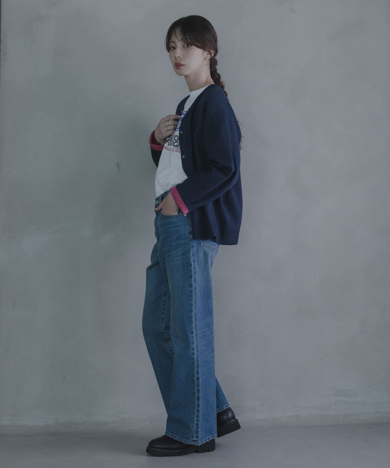 Sonny Label 「ダブルフェイスバイカラーカーディガン」|カーディガン|