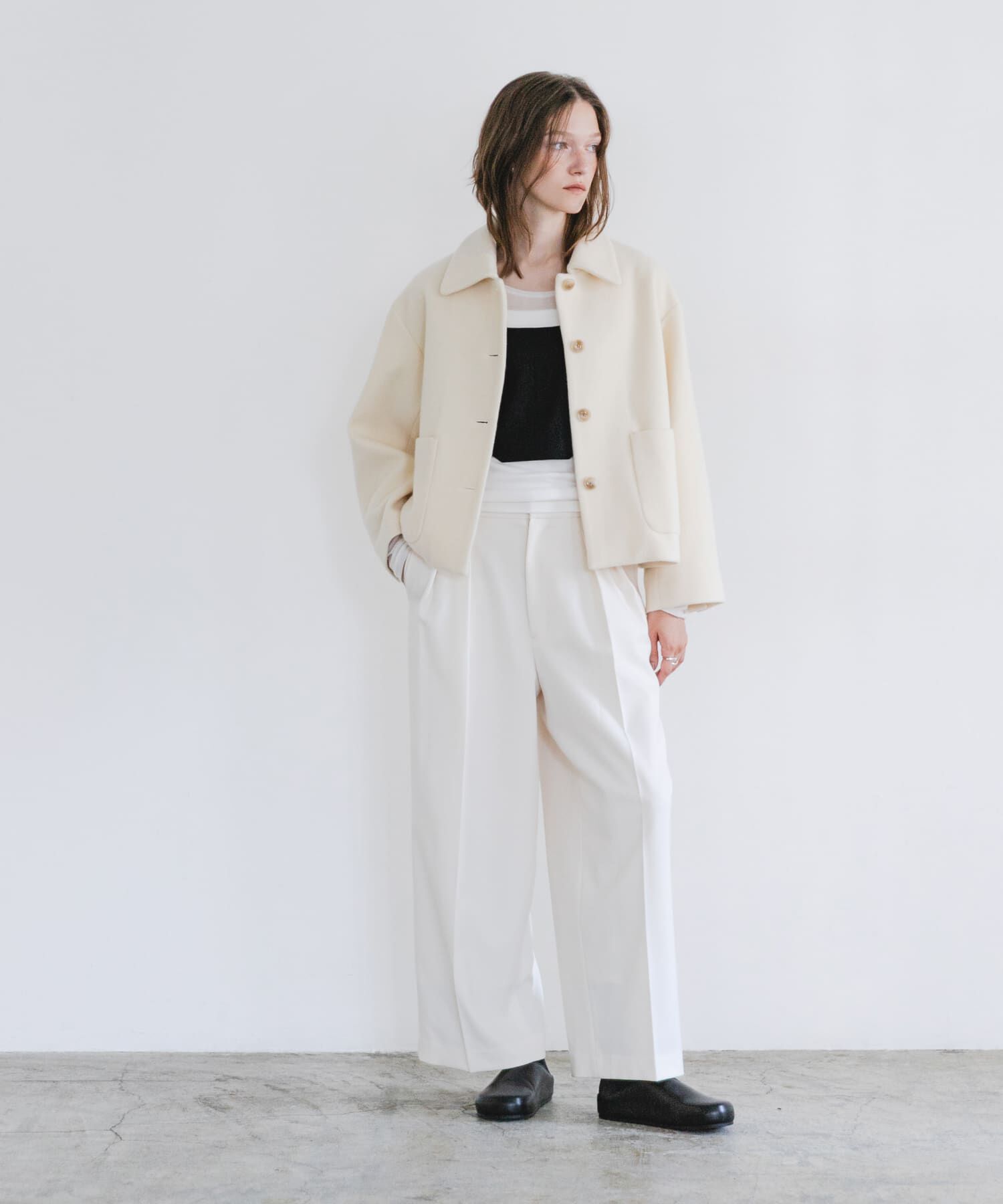 URBAN RESEARCH「ウールモッサショートコート」|ノーカラーコート|