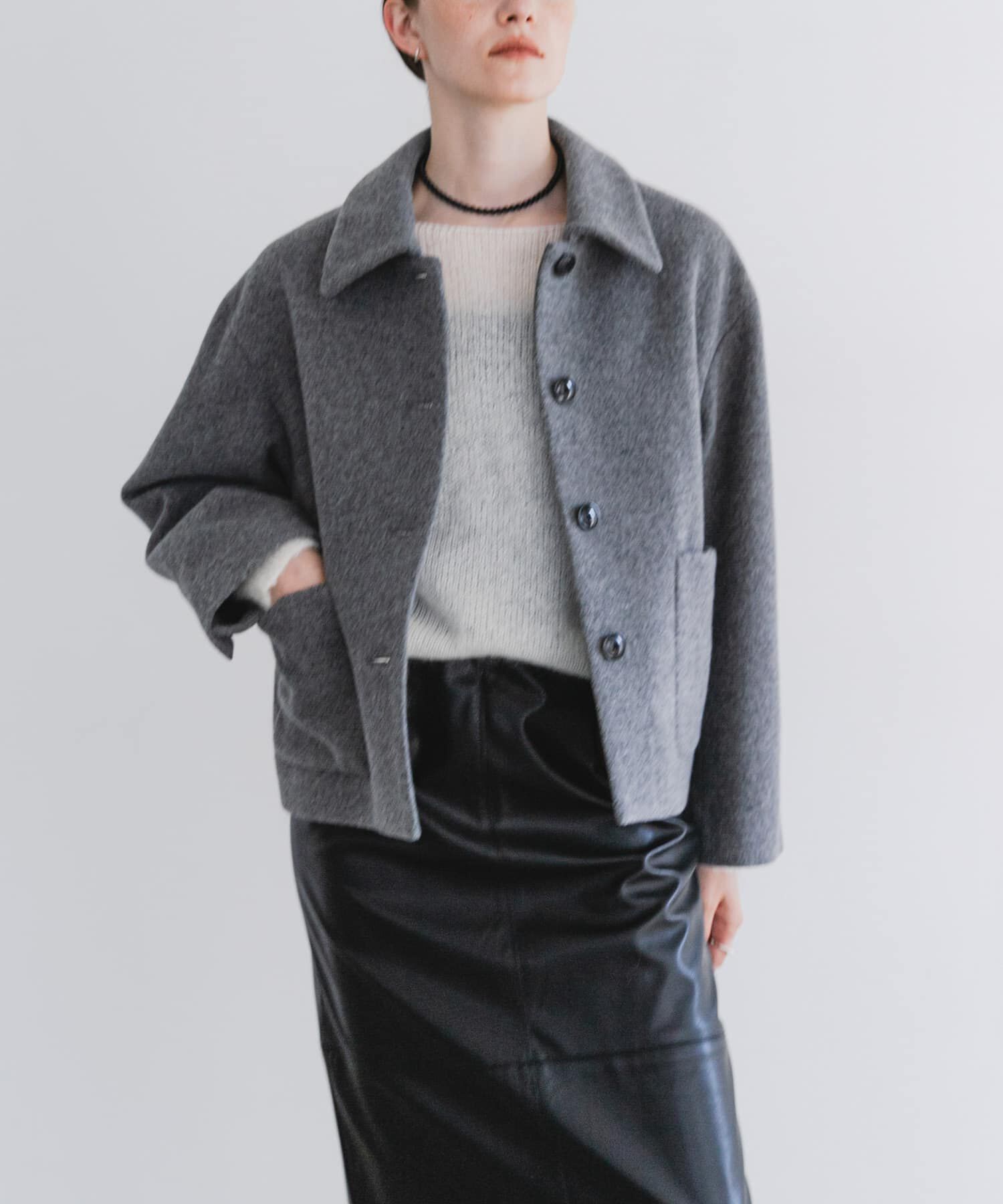 URBAN RESEARCH「ウールモッサショートコート」|ノーカラーコート|