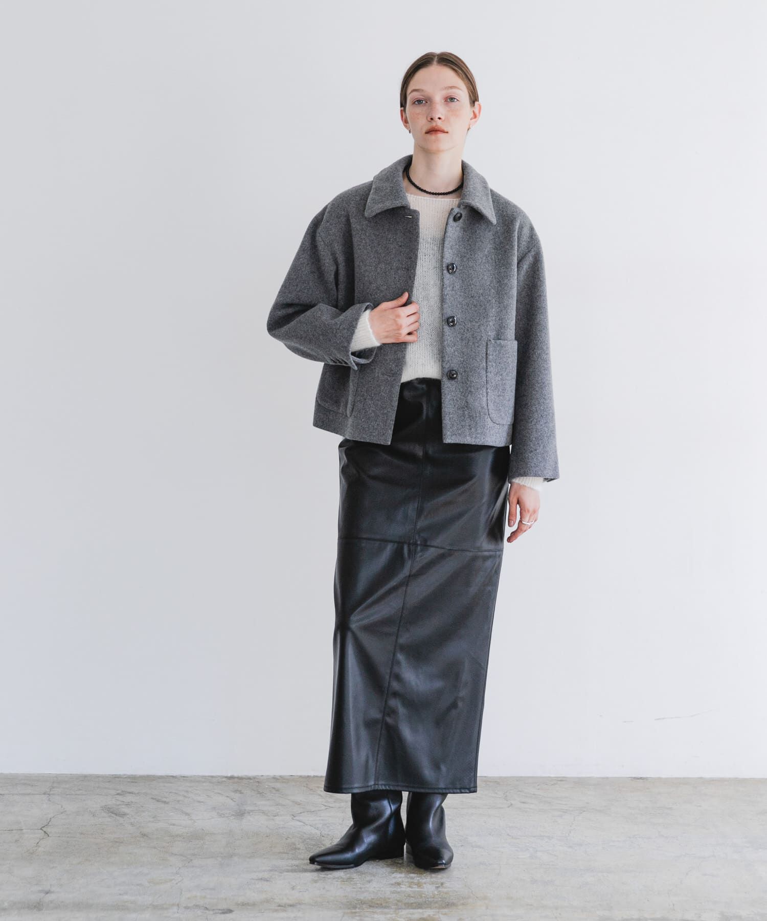 URBAN RESEARCH「ウールモッサショートコート」|ノーカラーコート|