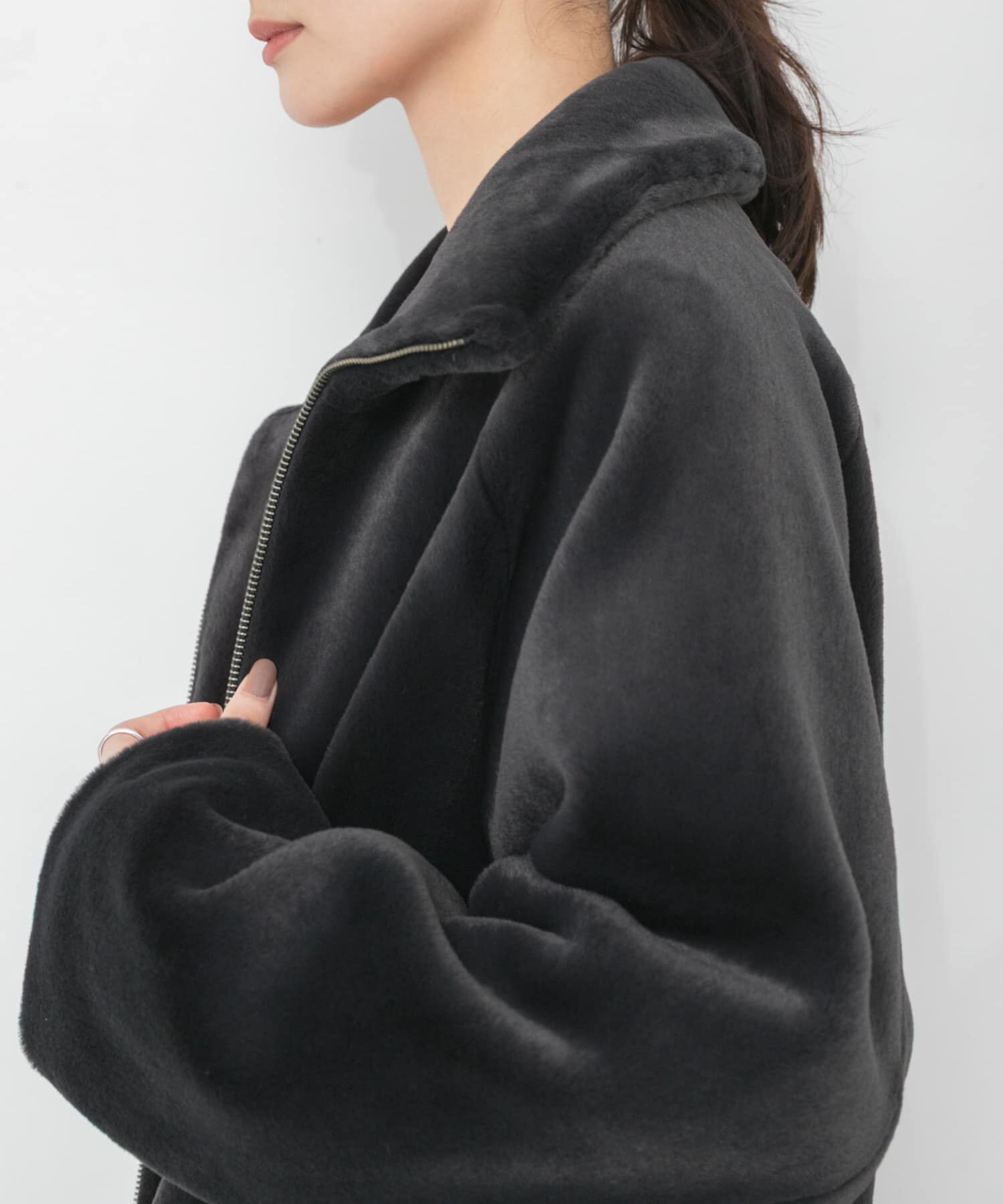 URBAN RESEARCH「エコファーショートコート」|ノーカラーコート|