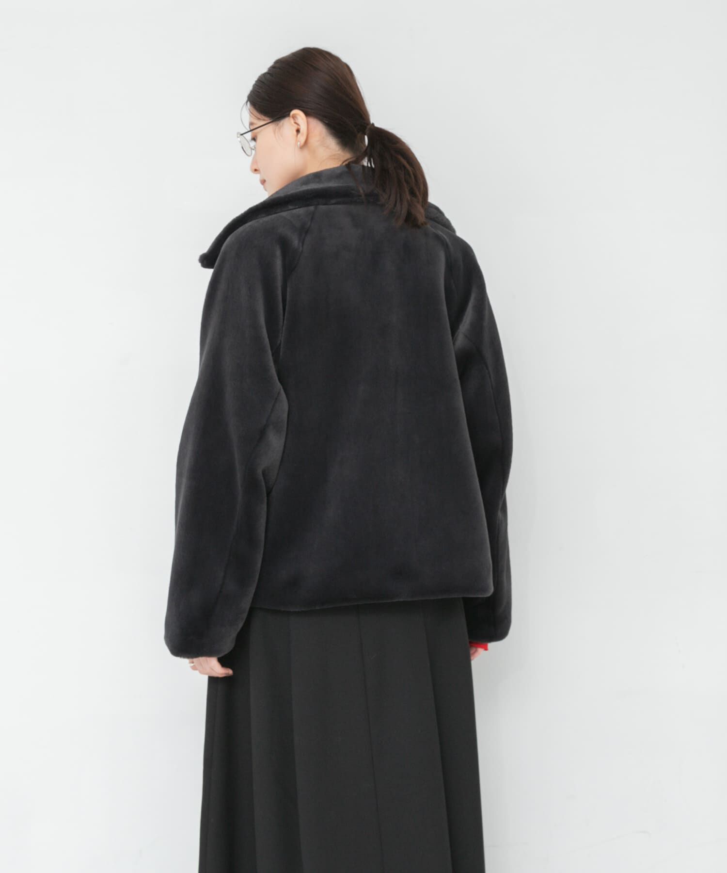 URBAN RESEARCH「エコファーショートコート」|ノーカラーコート|
