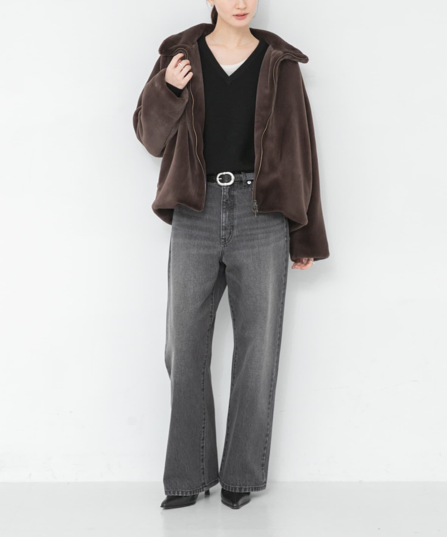 URBAN RESEARCH「エコファーショートコート」|ノーカラーコート|