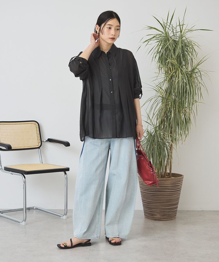 AMERICAN HOLIC「異素材ベルトワイドデニム」|デニム|