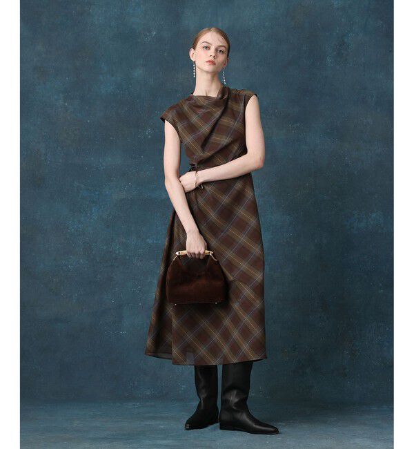 LOULOU WILLOUGHBY「ドレープチェックワンピース」|ワンピース|