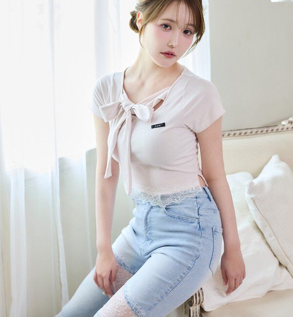  「【Lace Collection】レースデザインフレアデニム/SMサイズ展開あり」|その他|
