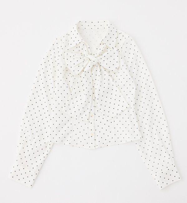  「【リバイバル/リボン取り外し可能】フロントギャザーボウタイシャツ」|シャツ・ブラウス|