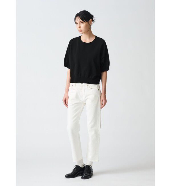 mizuiro ind「mizuiro ind クルーネックハーフスリーブプルオーバー」|ニット・セーター|
