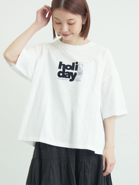 Samansa Mos2「ヴィンテージ風天竺おじさんフロッキープリントTシャツ」|Tシャツ・カットソー|