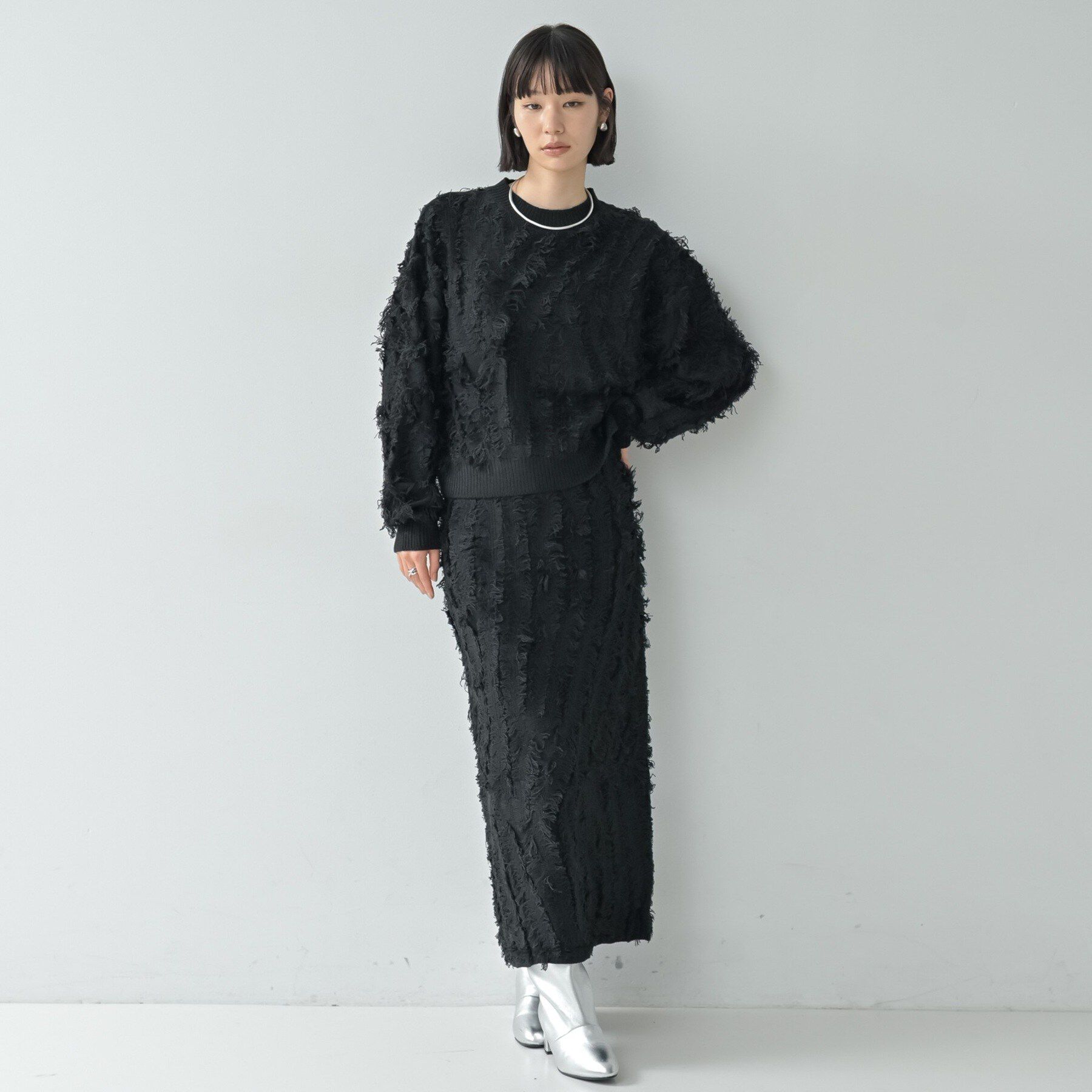 GALLEST「【セットアップ対応】アート柄フリンジジャカードニット」|ニット・セーター|