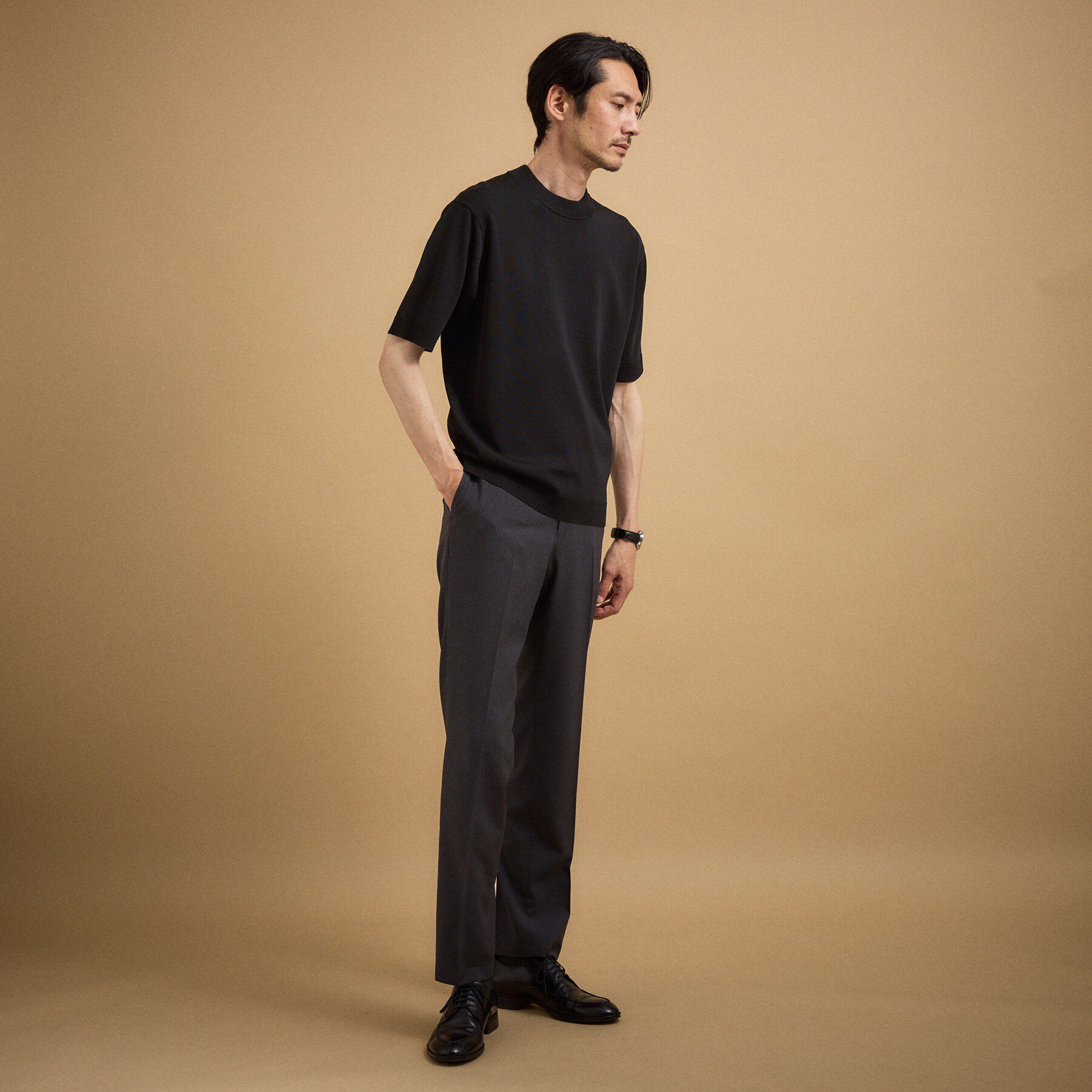 TAKEO KIKUCHI「【接触冷感/洗える】ヴィスコースナイロンモックネックニット」|ニット・セーター|