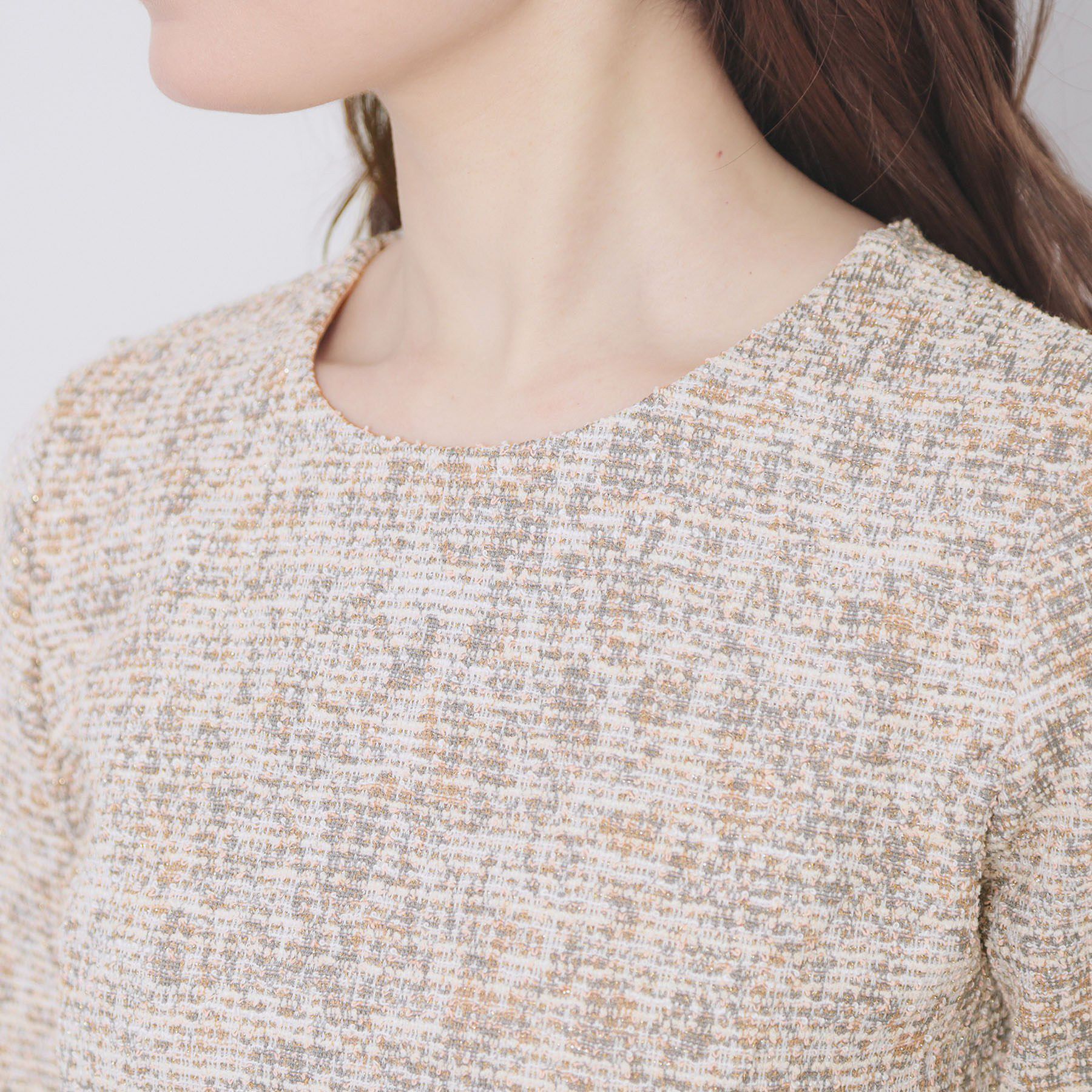 index「ミックスツイードフレアワンピース【洗える／イージーアイロン／ストレッチ】《S～3L》」|ワンピース|