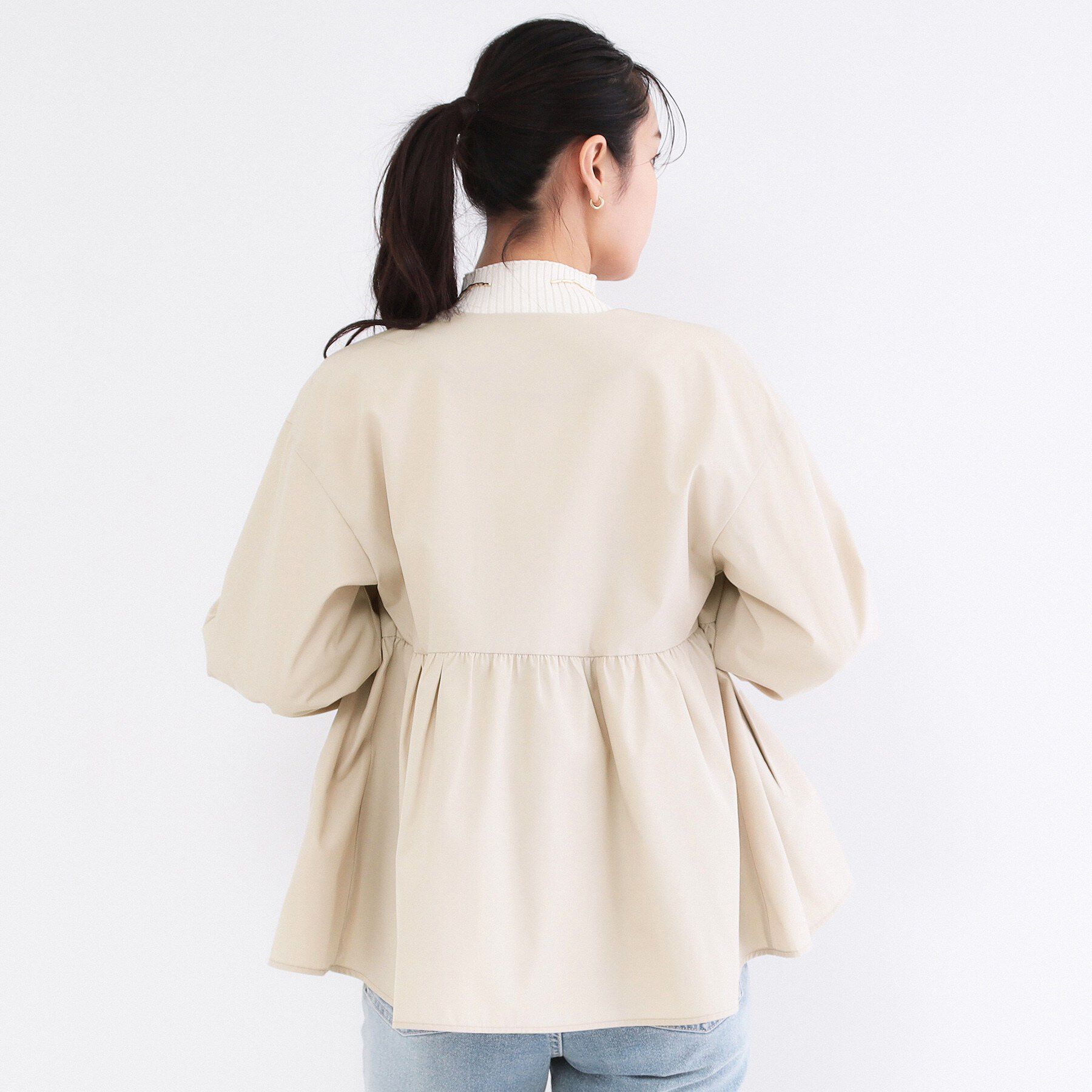 OPAQUE.CLIP「撥水ノーカラーペプラムブルゾン【洗濯機OK／抗ピル】」|ブルゾン・スタジャン|