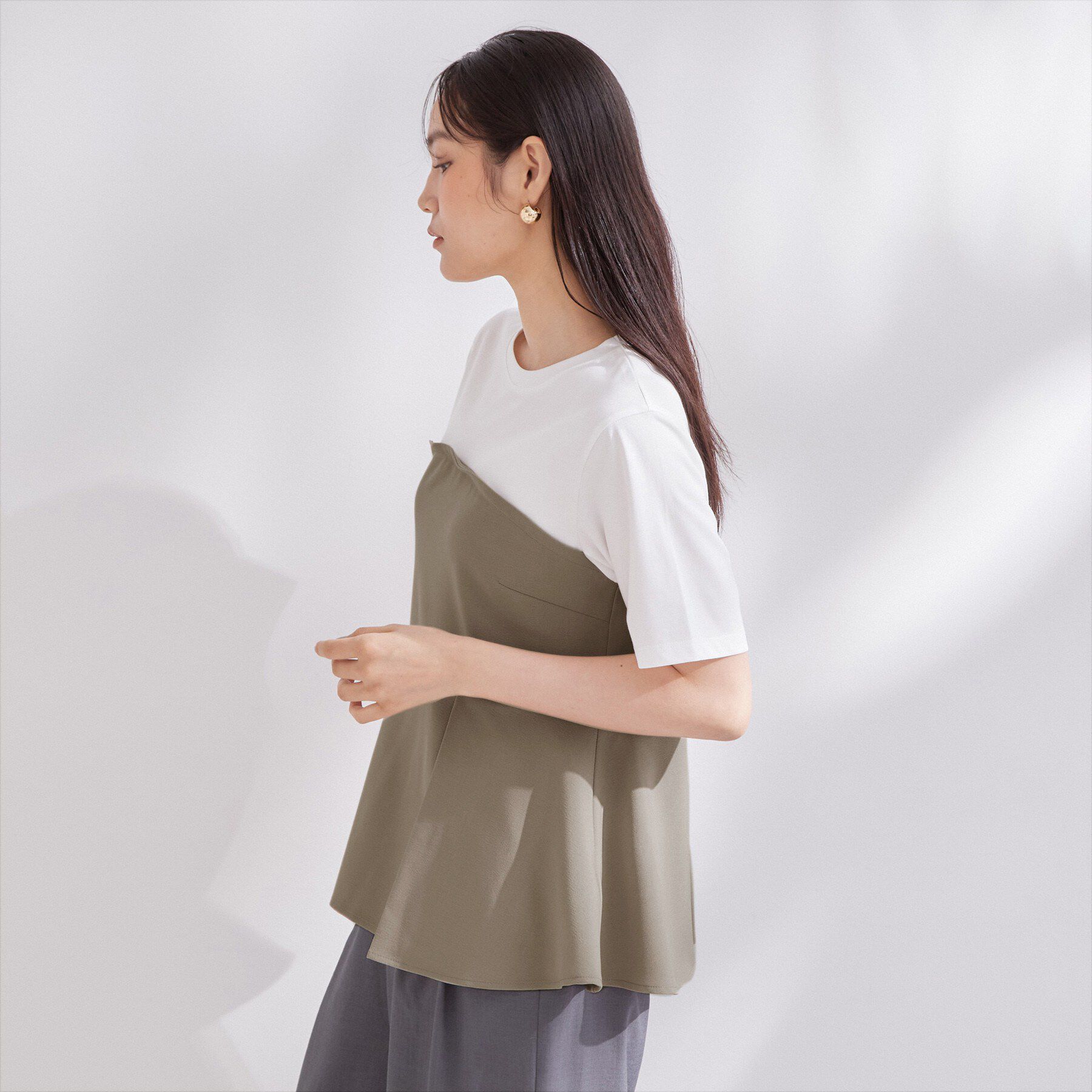 OPAQUE.CLIP「ビスチェドッキングカットソー【洗濯機OK】」|Tシャツ・カットソー|