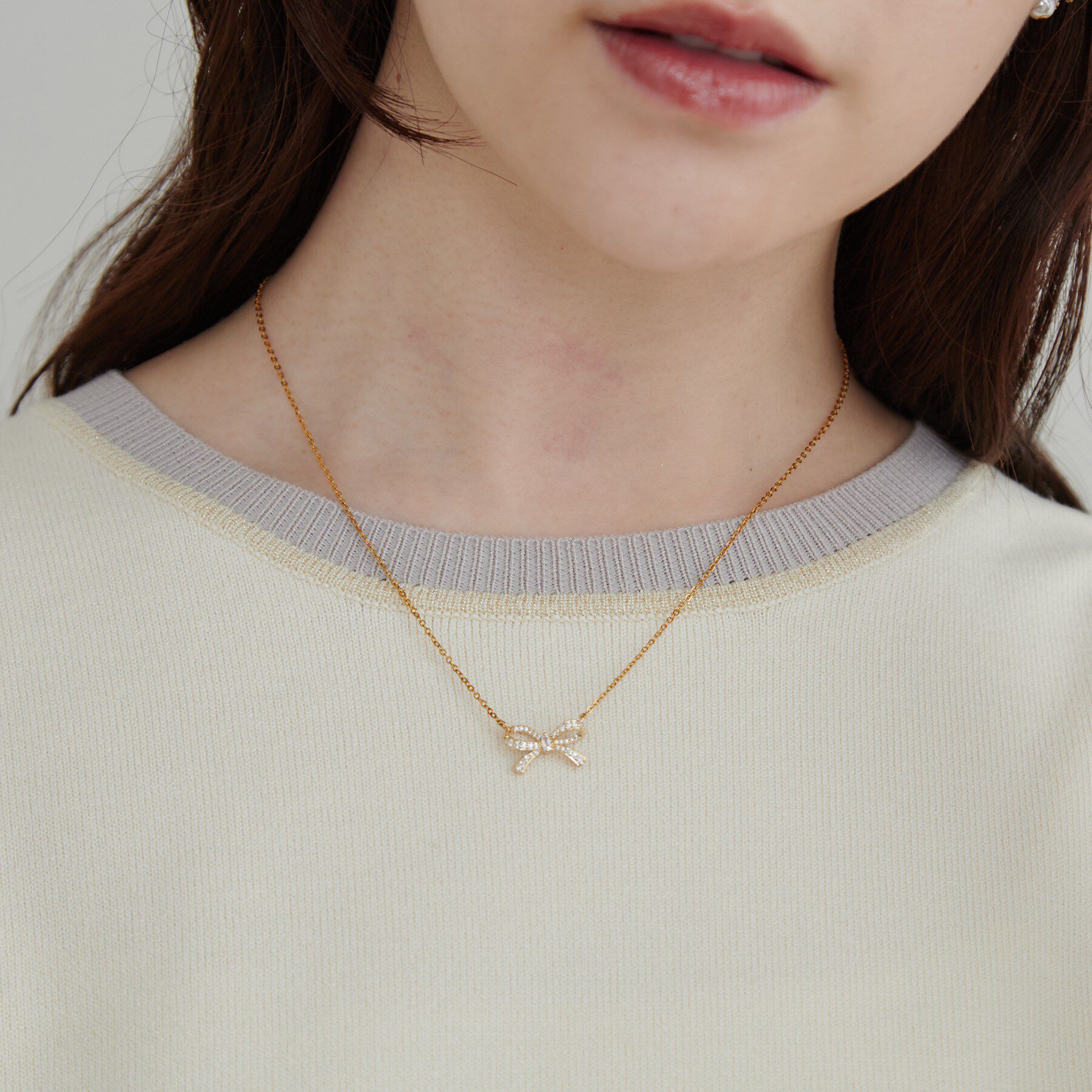 Couture broach「ビジューリボンネックレス」|ネックレス|