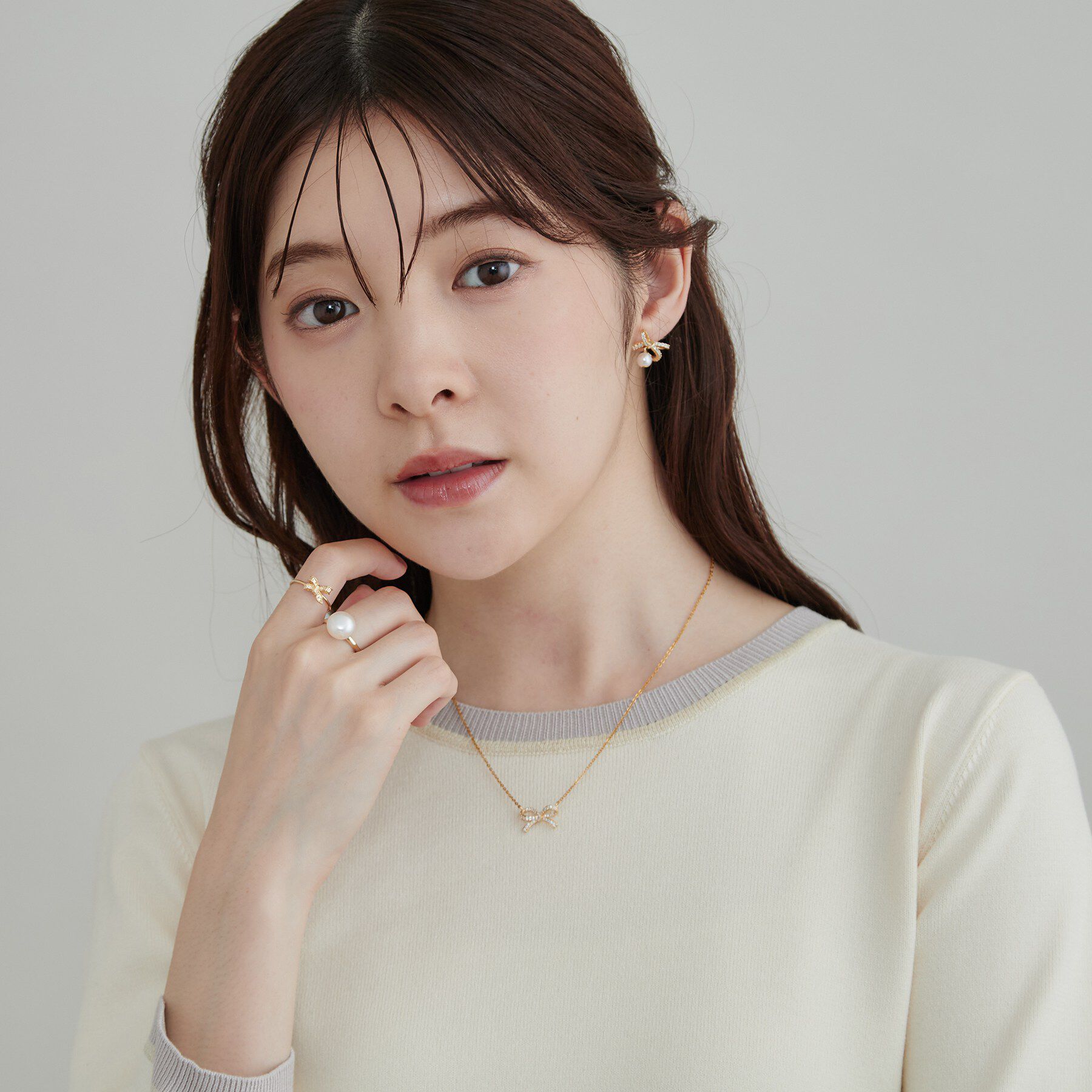 Couture broach「ビジューリボンネックレス」|ネックレス|