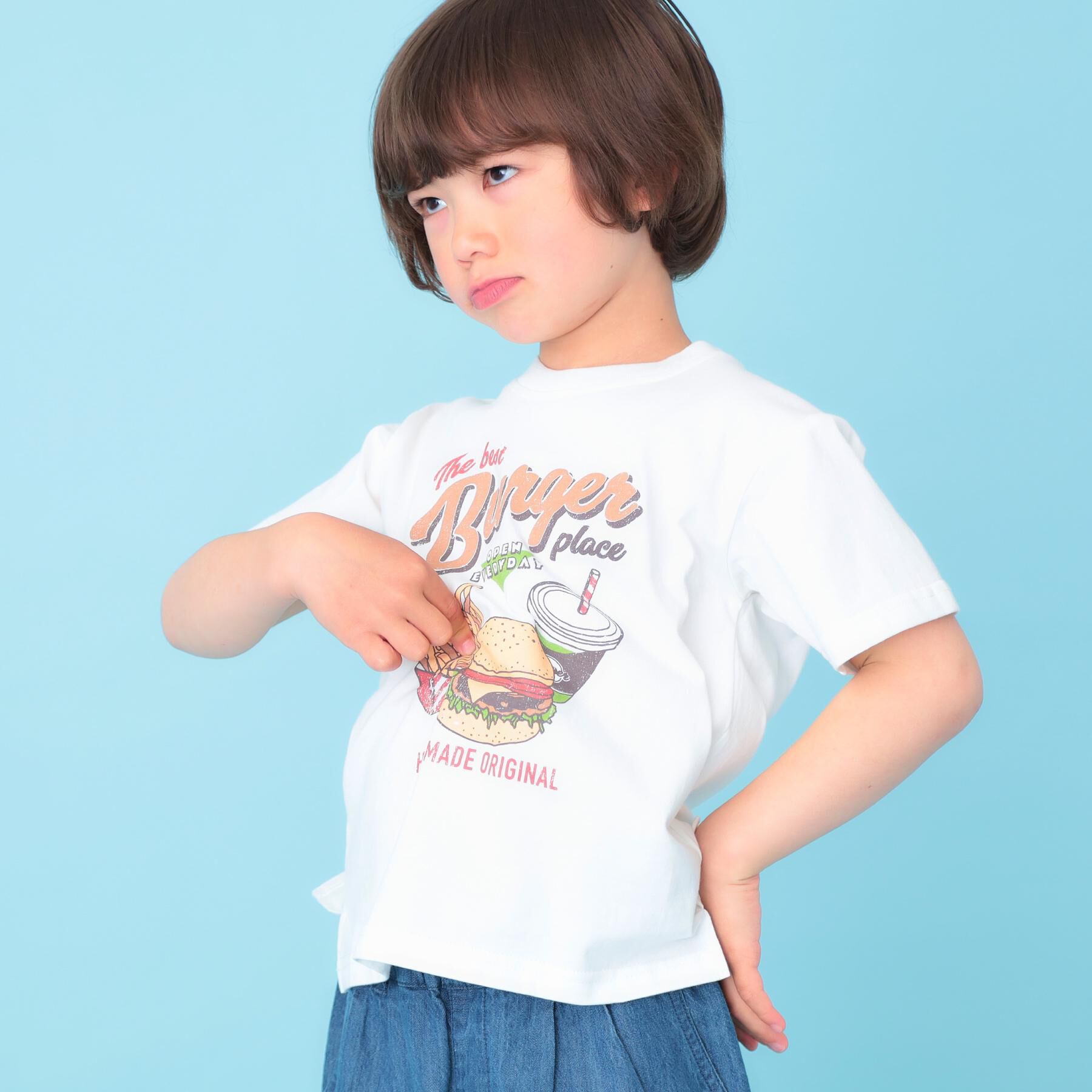 THE SHOP TK「天竺アソート アメカジプリント 半袖Tシャツ ロゴ・キャット・ハンバーガー」|Tシャツ・カットソー|