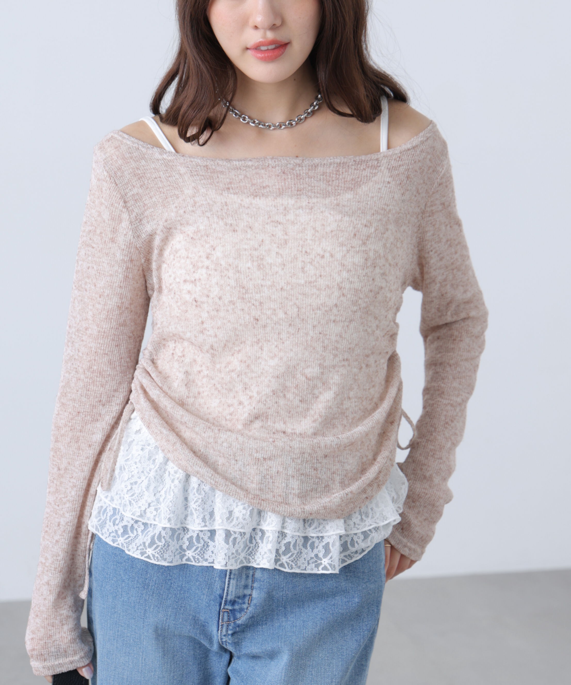  「メランジドロストレースティアードキャミセット」|Tシャツ・カットソー|