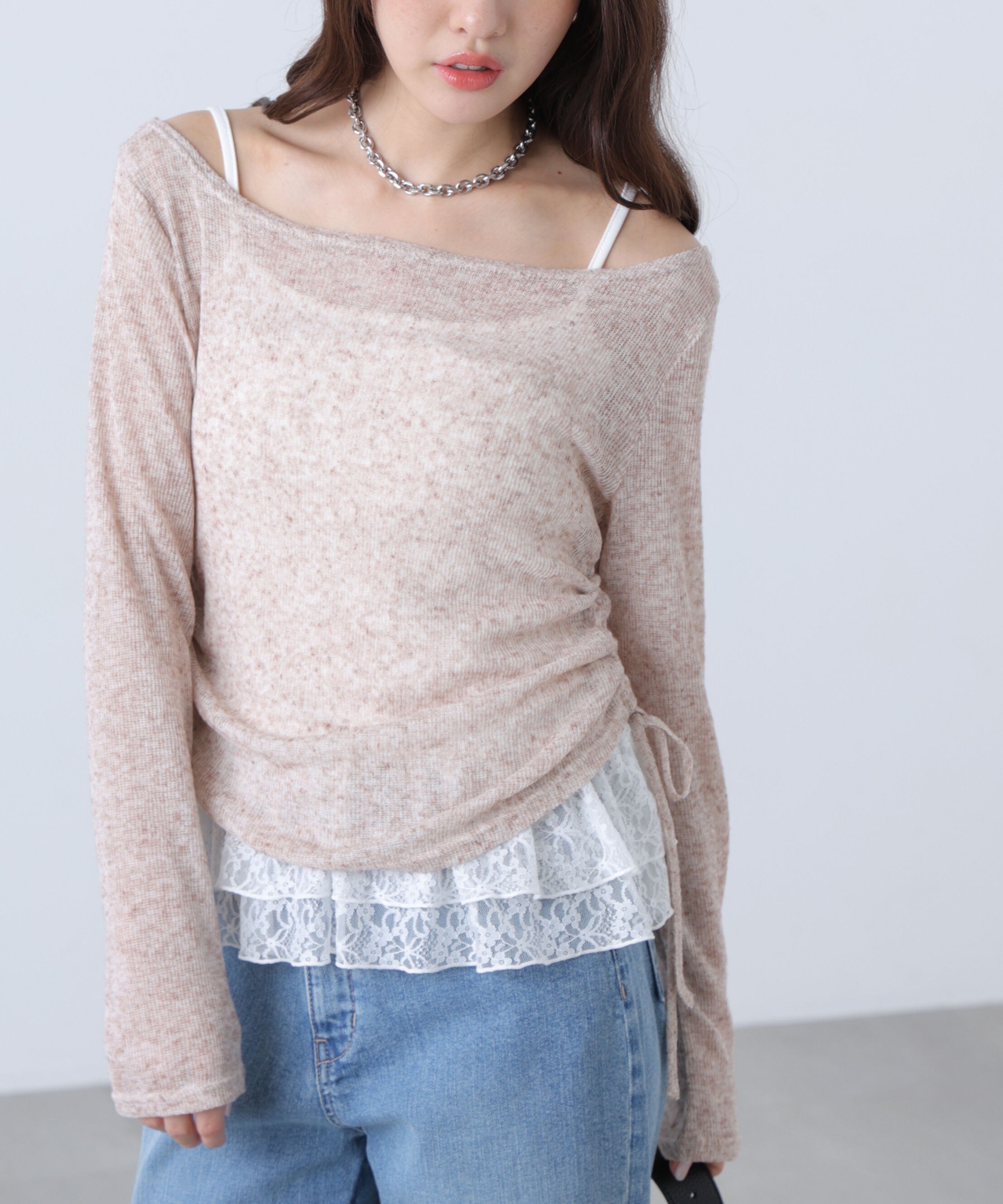  「メランジドロストレースティアードキャミセット」|Tシャツ・カットソー|