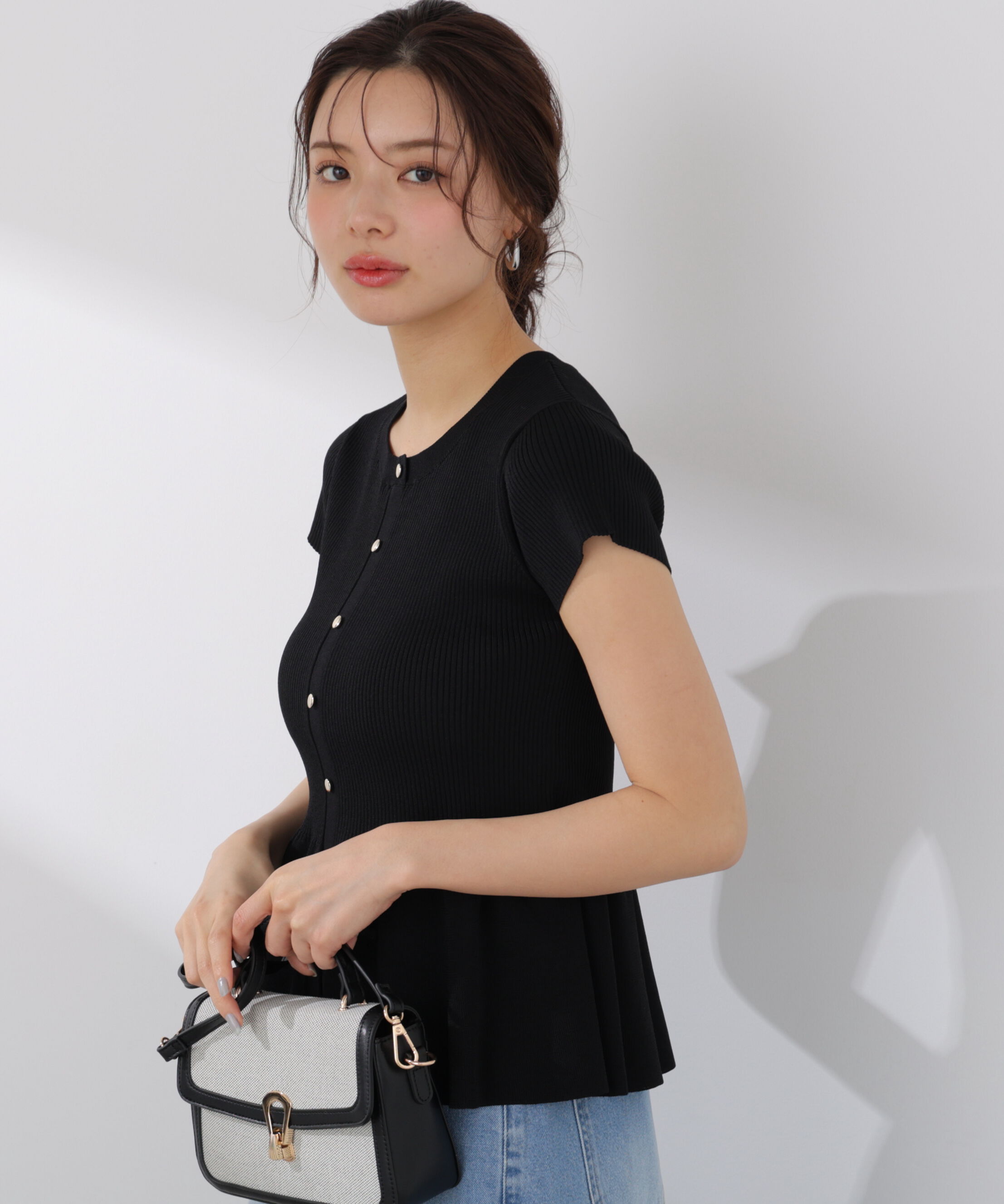 PROPORTION BODY DRESSING「ショート丈リブペプラムニット 26SS」|ニット・セーター|