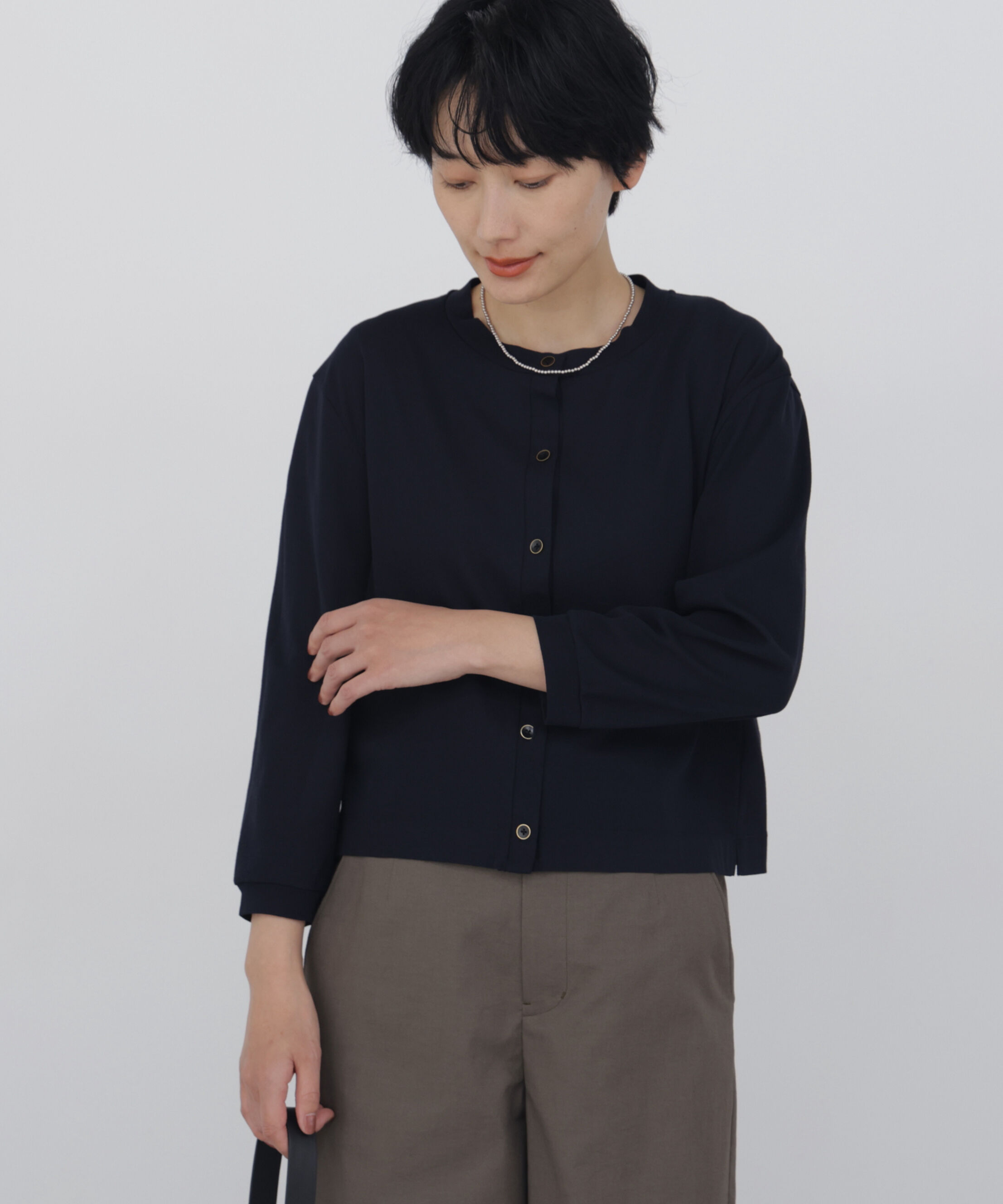  「◆《接触冷感 / 洗える》 フィンリーフライスカットソーカーディガン」|Tシャツ・カットソー|ネイビー