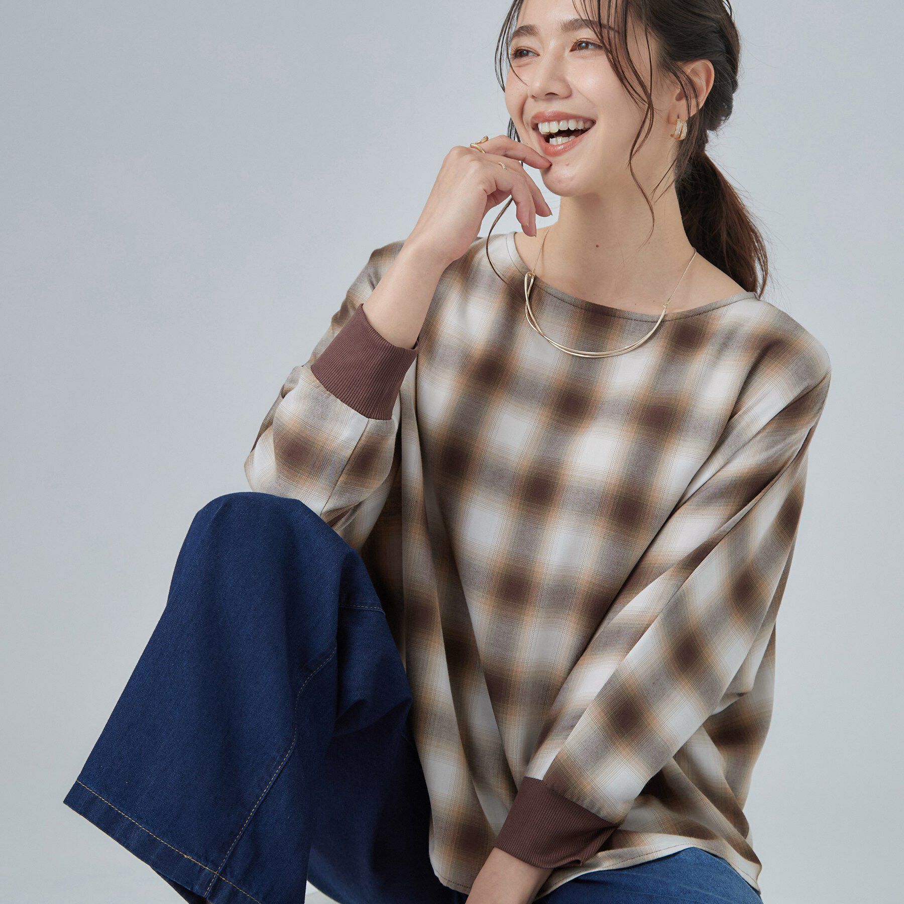 SHOO･LA･RUE「【着丈選べる/洗濯後しわになりにくい】インせず着られる ドルマンブラウス」|シャツ・ブラウス|ベージュ(252)