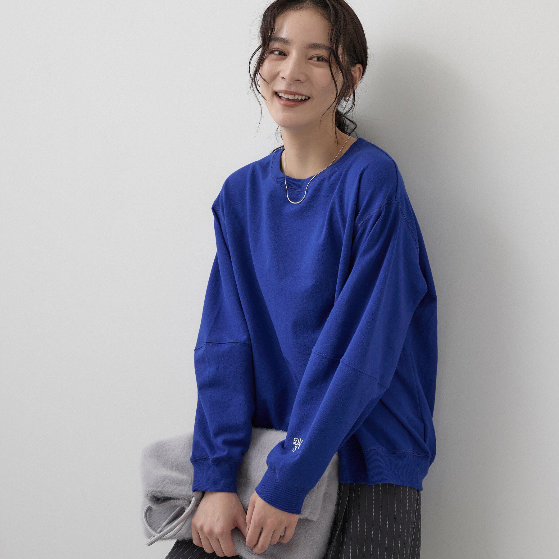 Dessin「フォルムスリーブミニ裏毛プルオーバー」|Tシャツ・カットソー|ブルー(092)