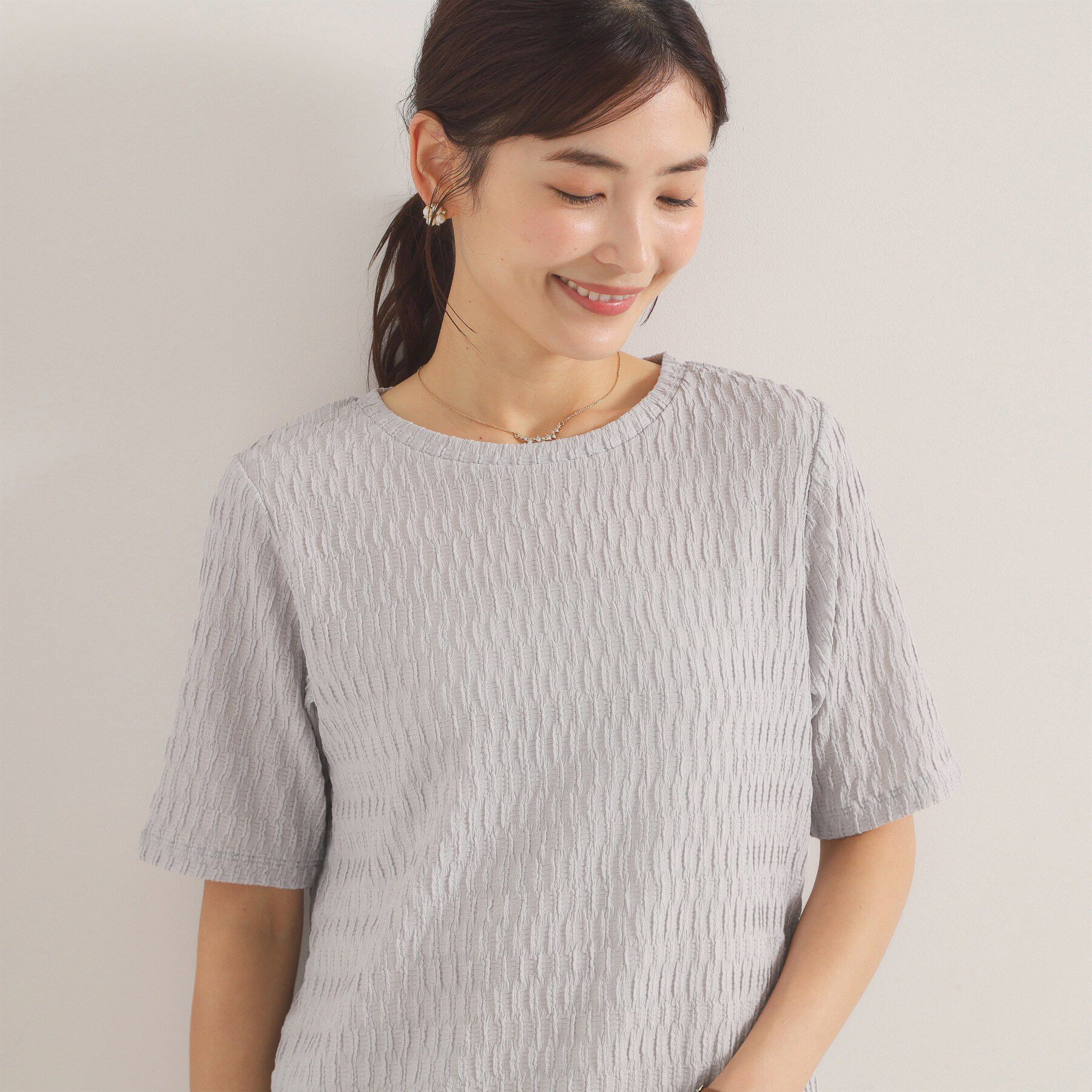 ITS&rsquo;DEMO「シャーリングジャカードTシャツ」|Tシャツ・カットソー|
