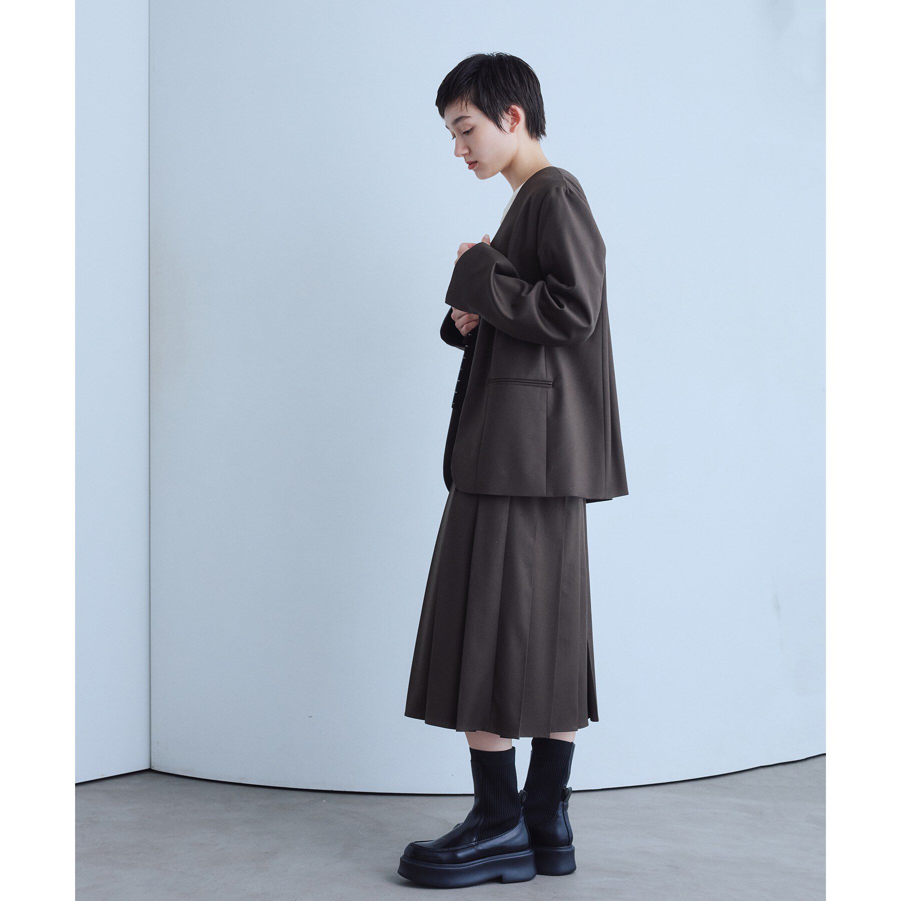 CODE A「soft relaxed hook jacket」|ノーカラージャケット|