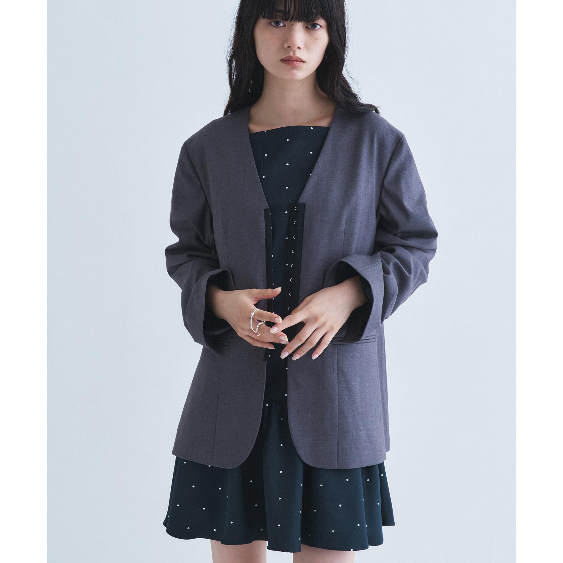 CODE A「soft relaxed hook jacket」|ノーカラージャケット|