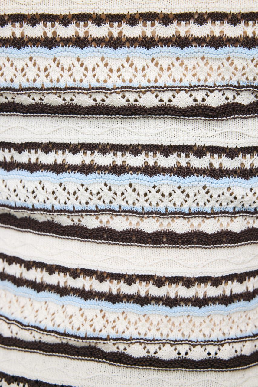 MOUSSY「STRIPED OFF SHOULDER トップス」|ニット・セーター|