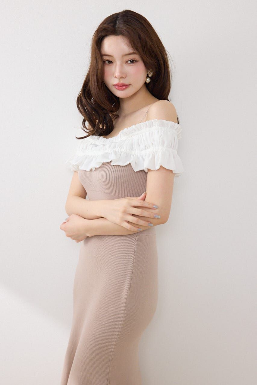 rienda「フリルドッキングニットワンピース」|ワンピース|