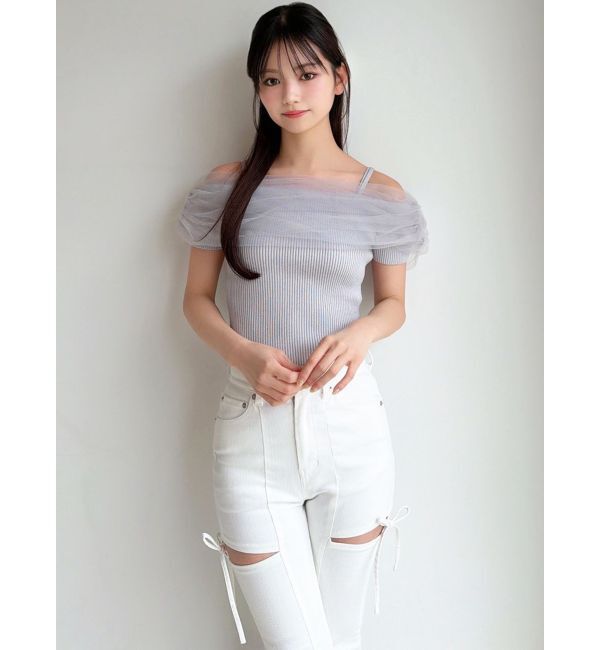 RESEXXY「シアーコンビオフショルニット」|ニット・セーター|