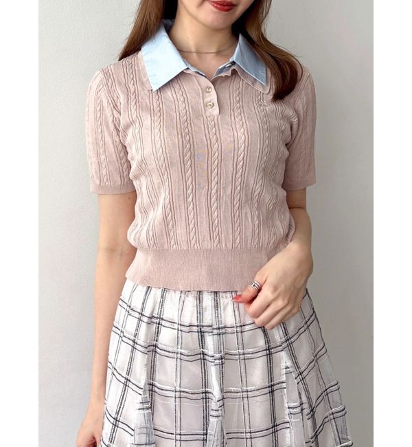 dazzlin「ケーブルポロドッキングトップス」|ニット・セーター|