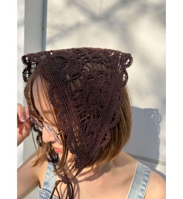 LAGUNAMOON「ニットレース刺繍スカーフ」|バンダナ・スカーフ|