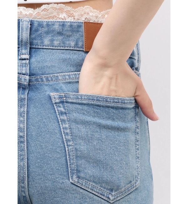 EVRIS「サイドリボンウエストレースフレアデニムパンツ」|デニム|