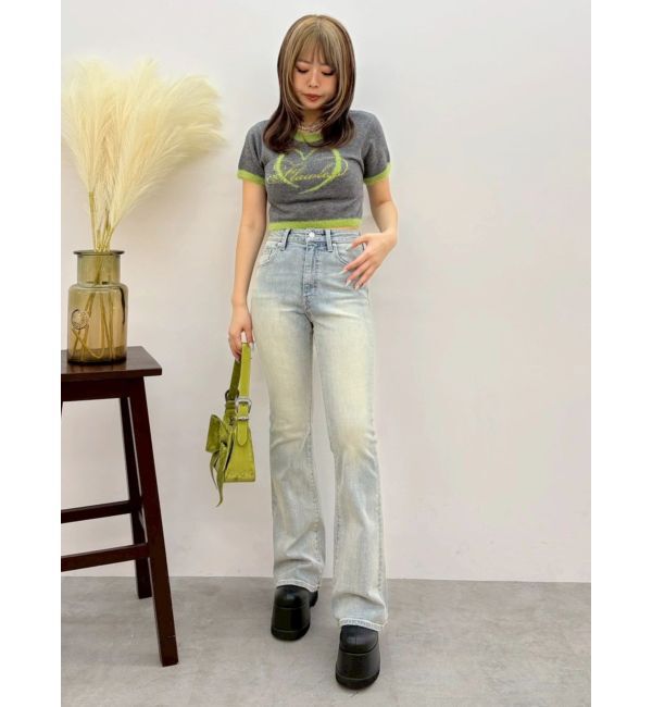 EVRIS「ヴィンテージライクストレッチフレアデニムパンツ」|デニム|