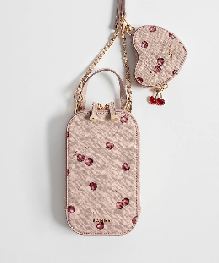  「【Cherry＆Strawberry】ハートポーチ付き2WAYマルチショルダーバッグ」|モバイルケース|
