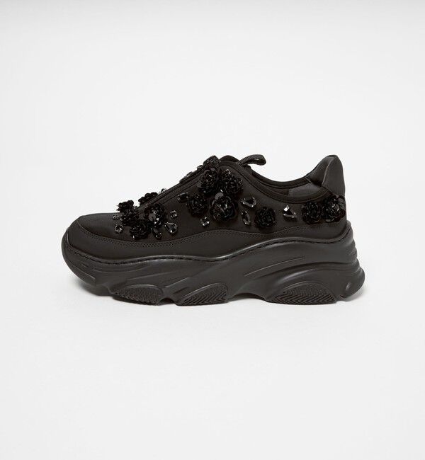 ODETTE E ODILE「＜SY＞フラワービジュー ジップ スニーカー55&uarr;」|スニーカー|BLACK