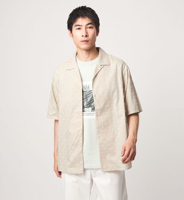 UNITED ARROWS green label relaxing「コットン ジャカード オープンカラー 半袖 シャツ」|シャツ・ブラウス|NATURAL