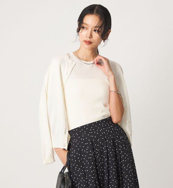 UNITED ARROWS green label relaxing「＜1_OF MINE＞リブ クルーネック 5分袖 ニット プルオーバー マシンウォッシャブル」|ニット・セーター|
