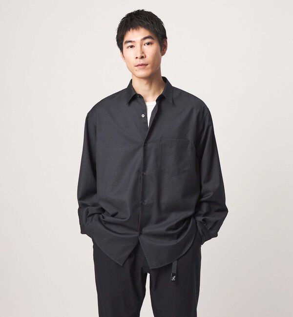 UNITED ARROWS green label relaxing「ウォッシャブル ビエラジャストルーズ 長袖 シャツ」|シャツ・ブラウス|DK.GRAY