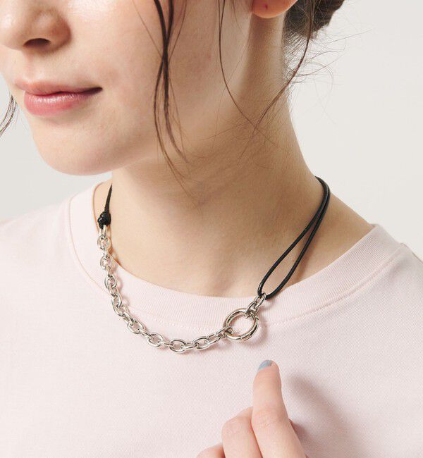 BEAUTY&YOUTH UNITED ARROWS「コード&times;メタルチェーン コンビ チョーカー ネックレス」|ネックレス|
